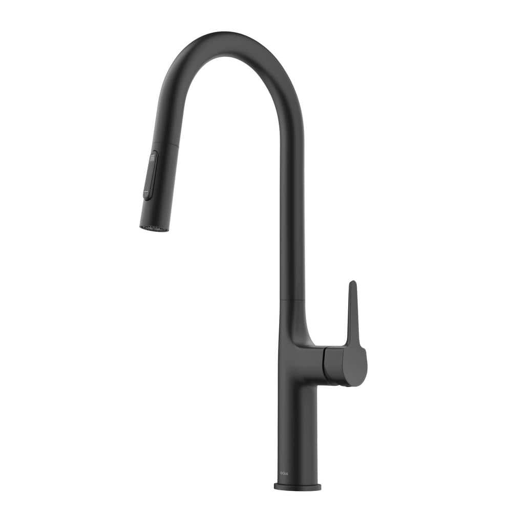 Kraus Oletto Tall Modern Pull-Down Single Handle Kitchen Faucet in Matte Black