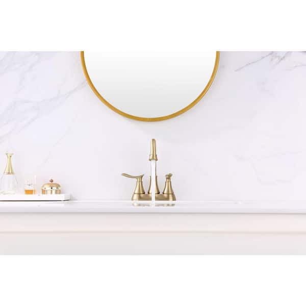 4 in.Centerset 2-Handle Bathroom Faucet, Bathroom Vanity Sink Faucets with Pop-up Drain and Supply Hoses Brushed Gold