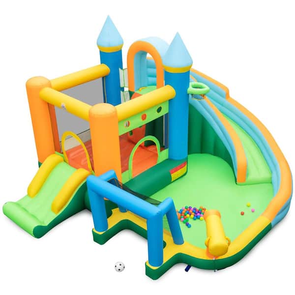Costway Inflatable Water Slide Kids Blow up Pool Park Climbing Wall Bounce House without Blower
