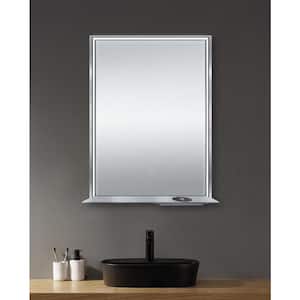 24 in. W x 32 in. H Rectangular Aluminum Framed LED Bluetooth Wall Mount Bathroom Vanity Mirror in Brushed Nickel
