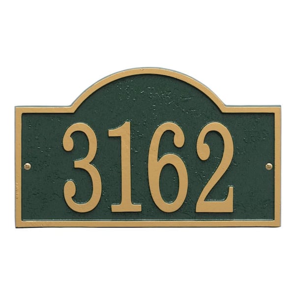 Fast and Easy Arch House Number Plaque, Green/Gold