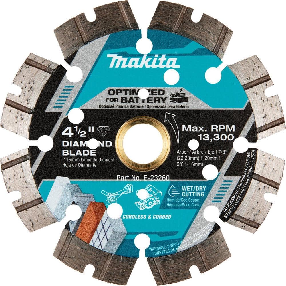 Makita 4.5 in. Thin Kerf Segmented Rim Diamond Blade E-23260 - The Home ...