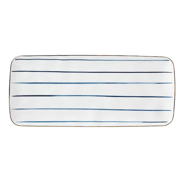 Blue Bay 14 in. W 0.75 in. H 6 in. D Blue Porcelain D'oeuvre Serving Tray