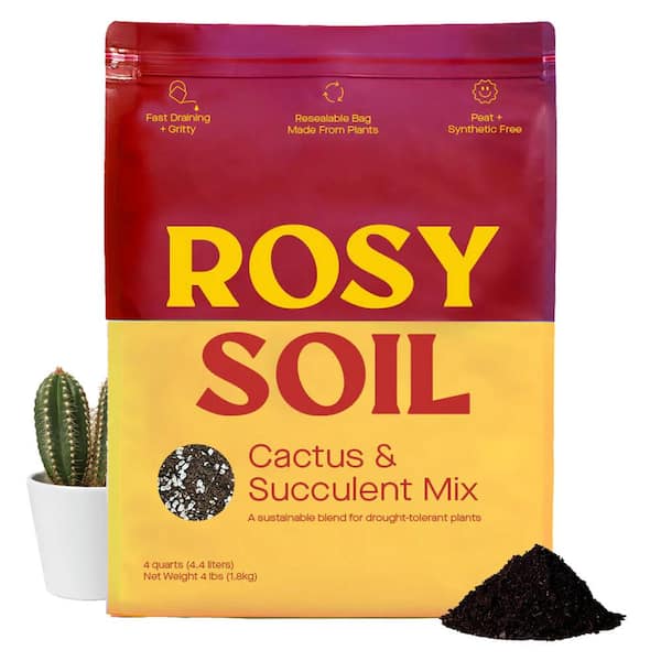 ROSY SOIL 4 qt. Cactus and Succulent Potting Mix: Microbially Active Living Soil for Desert Plants and Terrariums
