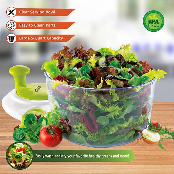 Cucina Green Salad Spinner - Lettuce Spinner with Salad Bowl - Easy to -  CENTAURUS AZ