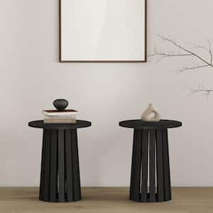 Layla 17.7 in. Modern Black Round MDF End Table (Set of 2)