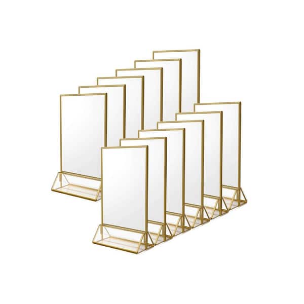 4 in. W x 6 in. H Gold Acrylic Wedding Table Number Holder Stands with Gold Borders Set of 12