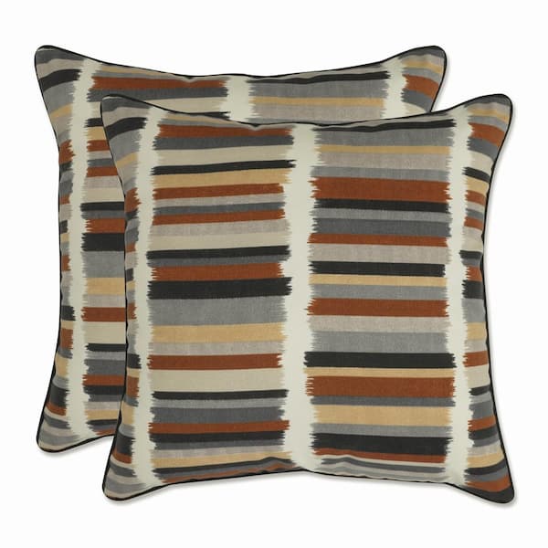 Pillow Perfect Stripe Black Square Outdoor Square Throw Pillow 2-Pack
