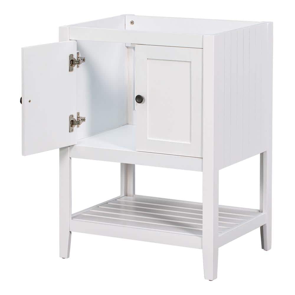 23.7 in. W x 17.8 in. D x 33 in. H Bathroom White Linen Cabinet
