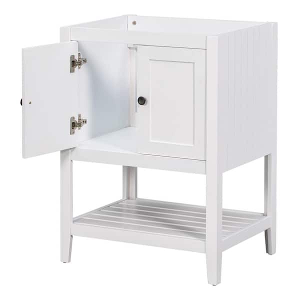 Unbranded 23.7 in. W x 17.8 in. D x 33 in. H Bathroom White Linen Cabinet