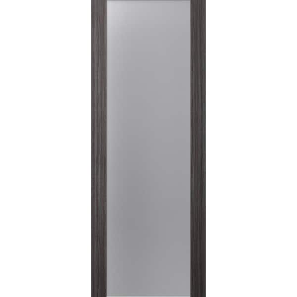 Belldinni Paola 202 18 in. x 96 in. No Bore Full Lite Frosted Glass Gray Oak Wood Composite Core Interior Door Slab