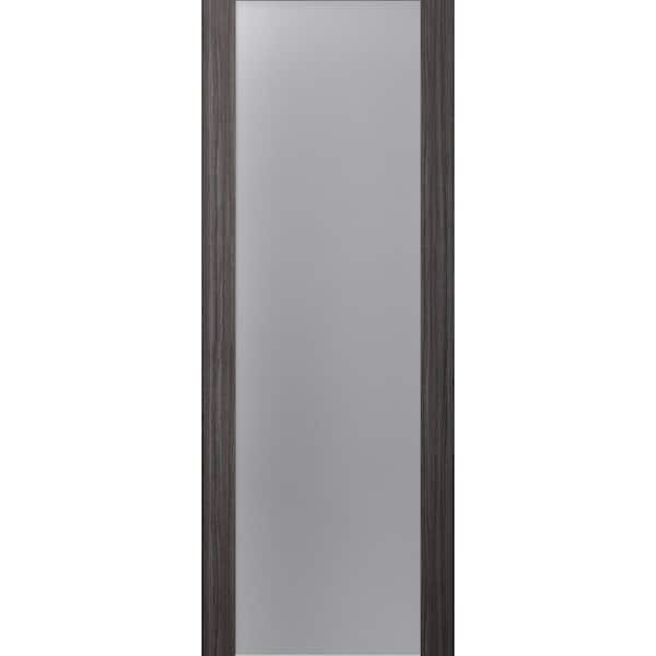 Belldinni Paola 202 24 in. x 96 in. No Bore Full Lite Frosted Glass Gray Oak Wood Composite Core Interior Door Slab