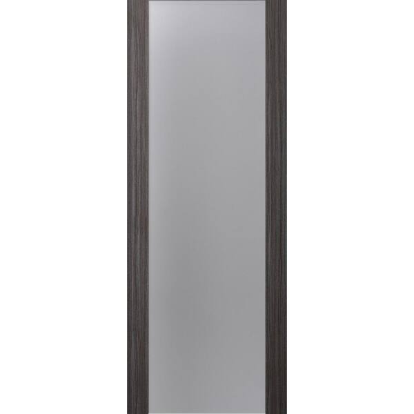Belldinni Paola 202 28 in. x 96 in. No Bore Full Lite Frosted Glass Gray Oak Wood Composite Core Interior Door Slab