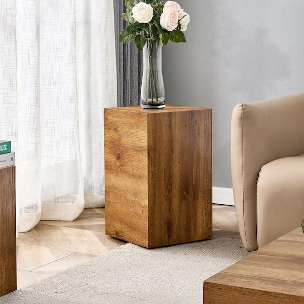 Rectangular Decorative Stand SUNRINX Nature Rectangle Brown Wood 11.81 in. W Decorative Stand with ...