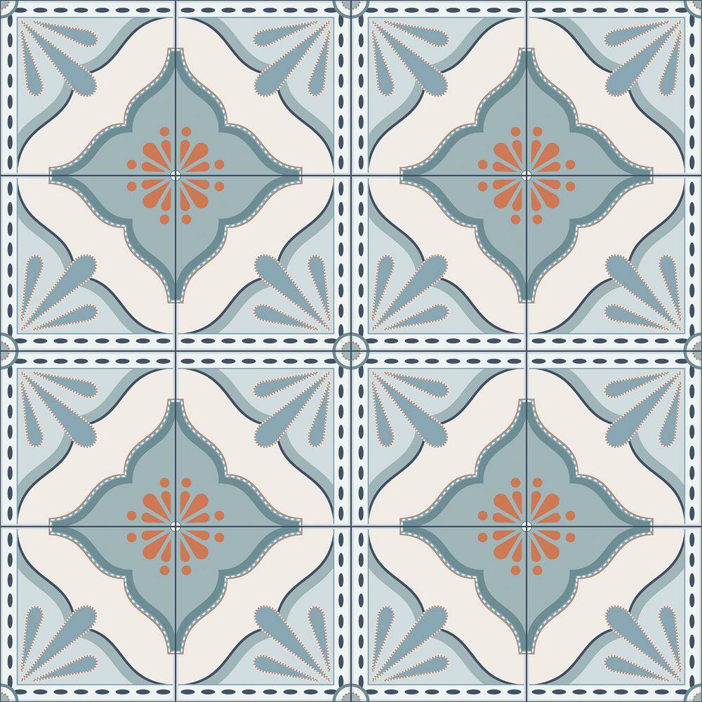 Large Tile Blue Peel & Stick Wallpaper