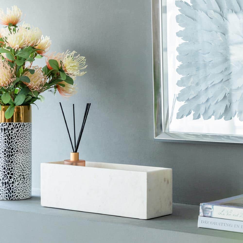 White Rectangular Marble Storage Tray