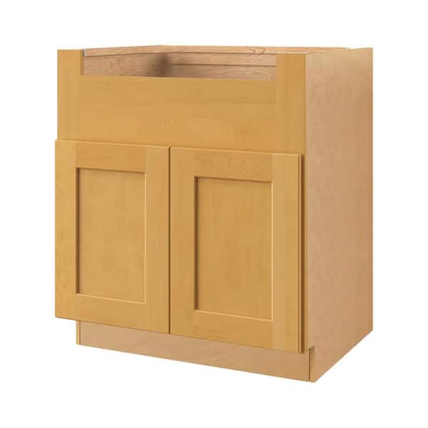 Aberdeen Recessed 36 in. W x 34.5 in. H x 24 in. D Assembled Plywood Farm Sink Base Cabinet  in Caramel