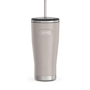 24 oz. Sandstone Tan Stainless Steel Cold Cup with Straw