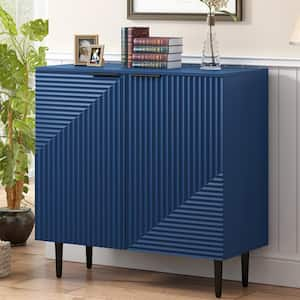 Mirodd Navy Blue 35 in. H Modern 2 Door Storage Cabinet, Adjustable Shelves