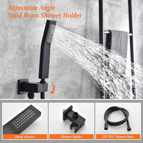 Wall Mount Waterfall Tub Faucet – Single Handle, Handheld Sprayer, Matte Black, 4.3 GPM Tub Spout, CUPC Valve