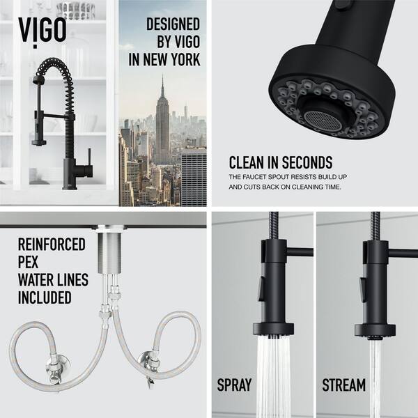 Edison Single-Handle Pull-Down Sprayer Kitchen Faucet with Deck Plate in Matte Black Edison Single-Handle Pull-Down Sprayer Kitchen Faucet with Deck Plate in Matte Black