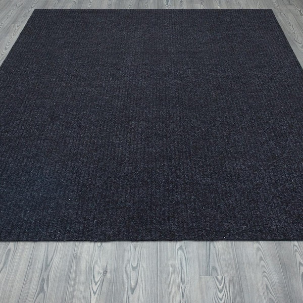 Ottomanson Utility Collection Waterproof Non-Slip Rubberback Solid 3x10 Indoor/Outdoor Runner Rug,2 ft. 7 in. X9 ft. 10 in.,Black