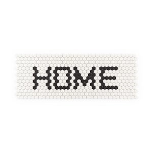 Home Mosaic Message White 7.625 in. x 20.875 in. Hexagon Matte Glass Mosaic Wall and Floor Tile (1.10 sq. ft./Each)