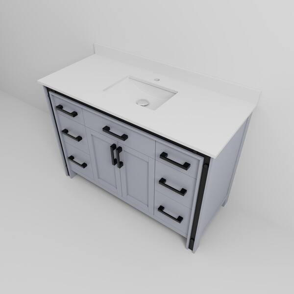 Lexora Ziva 48 in W x 22 in D Dark Grey Bath Vanity and Cultured