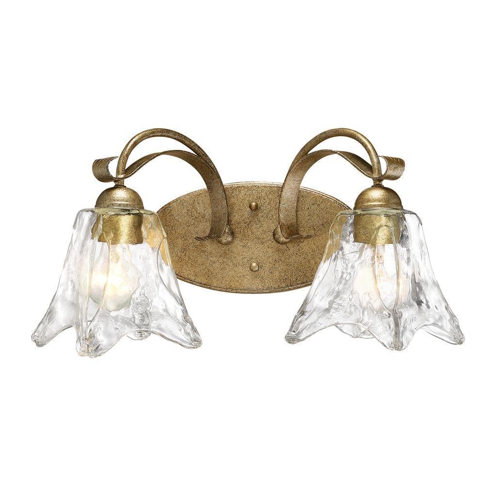 Millennium Lighting Chatsworth Collection 2-Light Vintage Gold Vanity Light  with Clear Glass 7452-VG The Home Depot