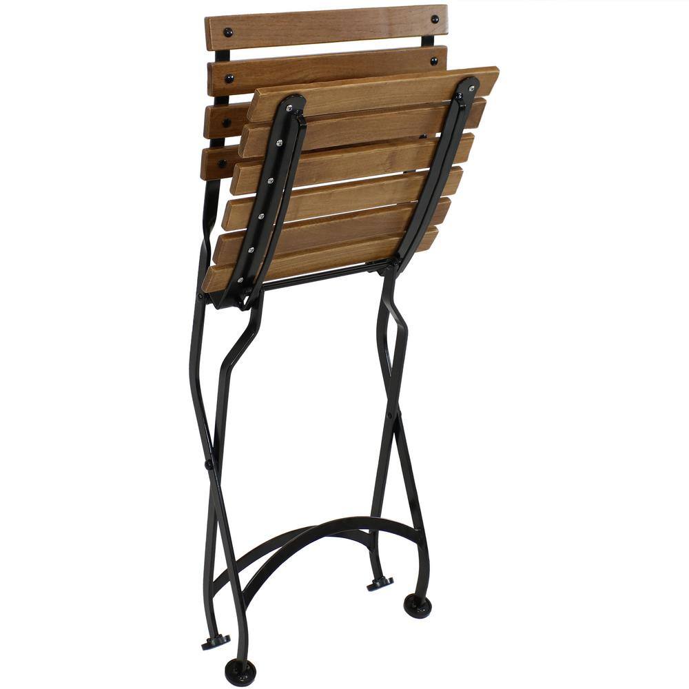 Chestnut Brown Folding Bistro Dining Chairs with Steel Frame - Set of 2