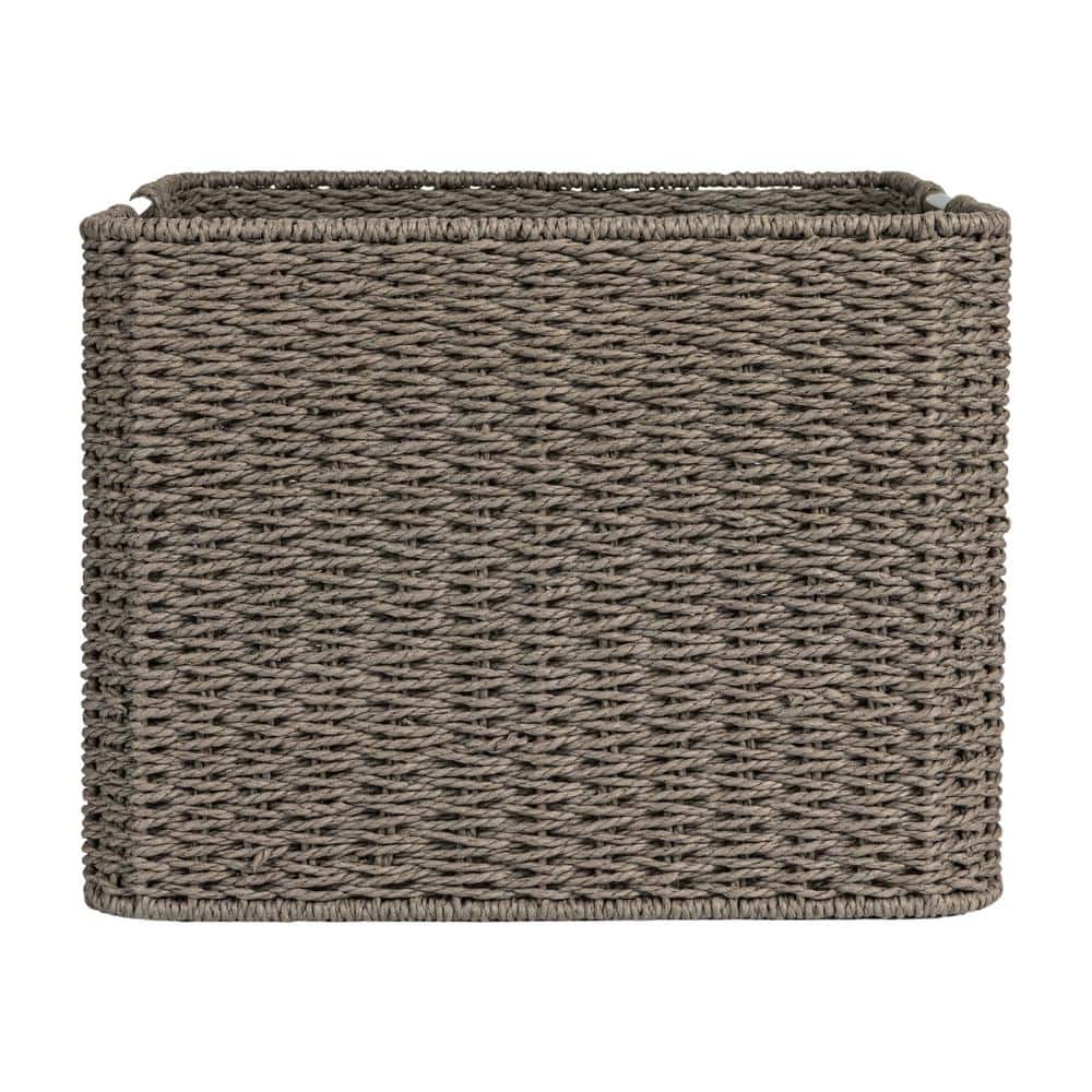 Gray Seagrass Square Basket with Stainless Steel Handles