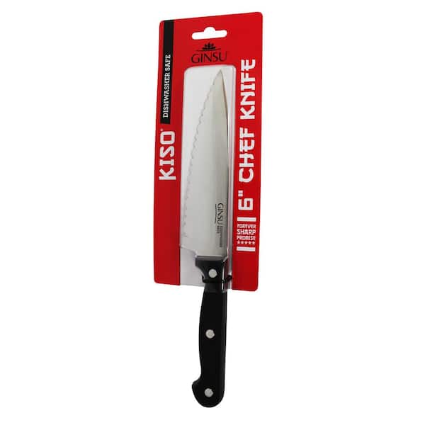 Ginsu Kiso Series 6 in. Stainless Steel Full Tang Serrated Chef Knife  KIS-KB-DS-001-10 - The Home Depot