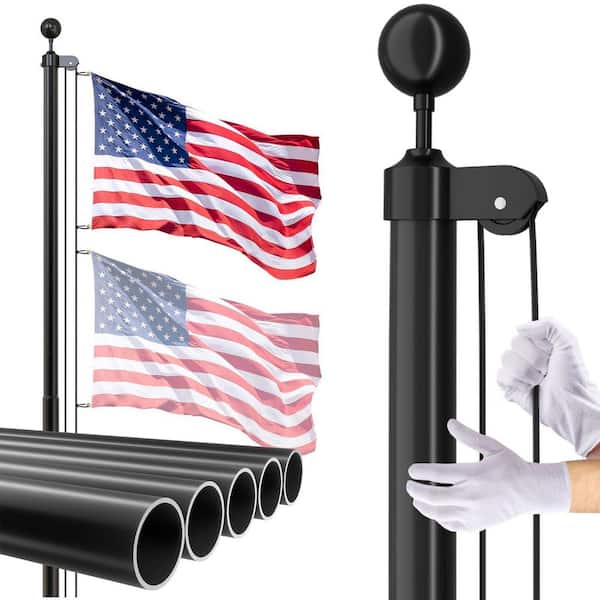 14 Gauge Flag Pole for Outside In Ground, 16 FT Heavy Duty Flagpole Kit, Outdoor Flag Poles with 3x5 ft. American Flag