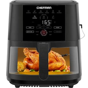 8 qt. Black Air Fryer with Probe Thermometer, 8-Preset Functions, 1-Touch Digital Display, and Window