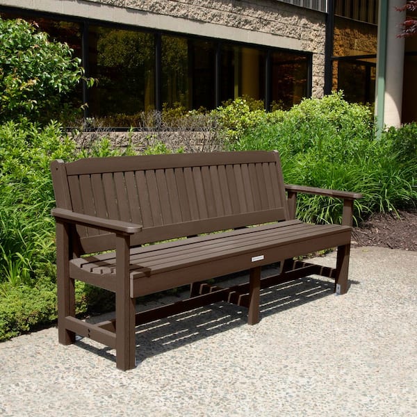 Exeter 77 in. 3-Person Weathered Acorn Plastic Outdoor Bench