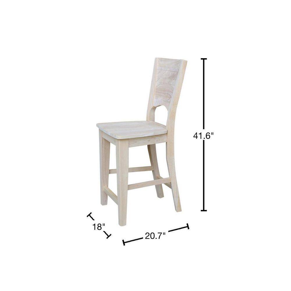 Rustic Farmhouse 24" Solid Wood Counter-Height Stool, Natural Finish