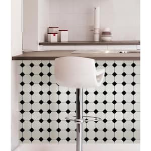 White and Off-White Tetra Wall Applique Peel and Stick Backsplash Decal Tiles