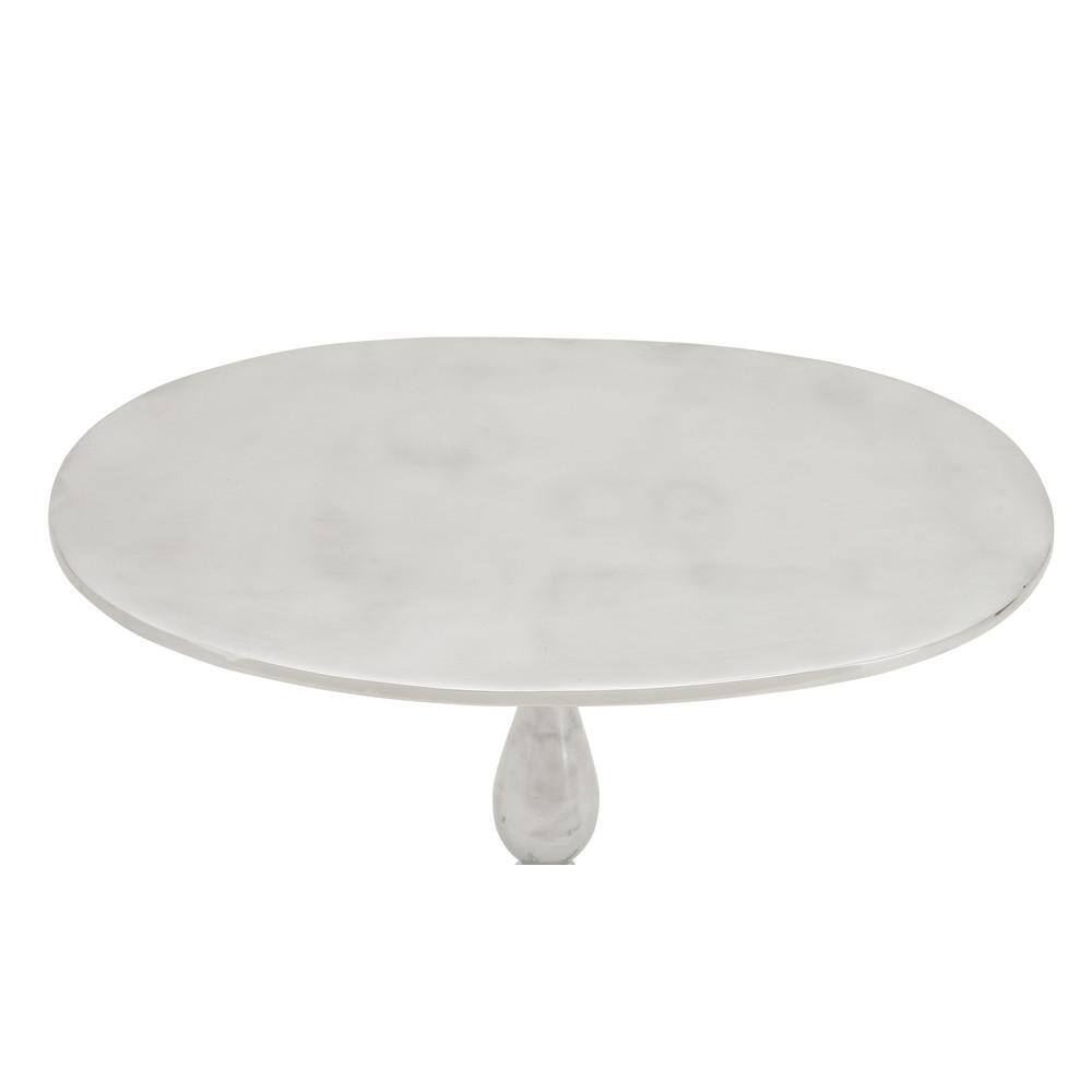 Elegant Silver Aluminum Round Pedestal Accent Table - 18" x 22"