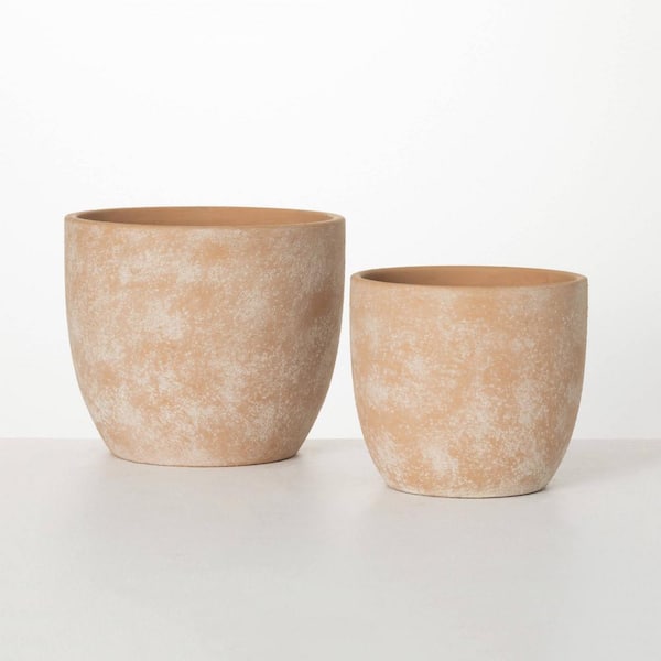 SULLIVANS 8.5 in. and 7.25 in. Small Rustic Indoor/Outdoor Pot Set of 2