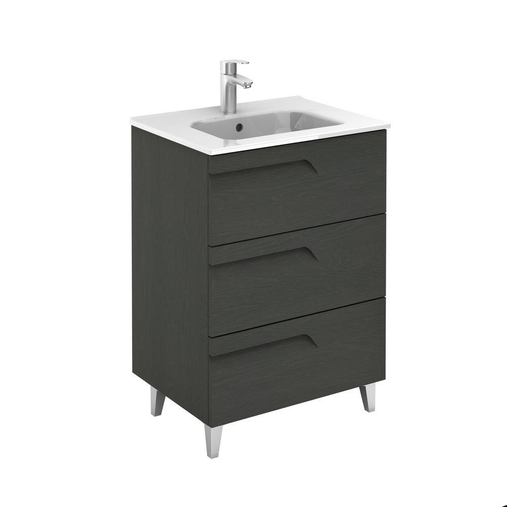 Vitale 24 in. W and 18 in. D 3-Drawers Vanity in Grey Nature with White Basin price history on PriceWatchPro