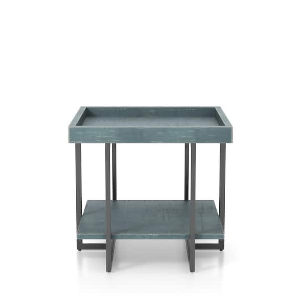 Furniture of America Triblisi 23.25 in. H Blue and Black End Table