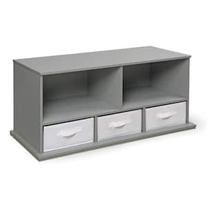37 in. W x 17 in. H x 16 in. D Gray Stackable Shelf Storage Cubbies with 3-Baskets