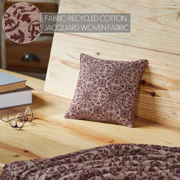 タオル・ハンカチ vaultroom VWC JACQUARD CUSHION VHC BRANDS Custom House Natural Burgundy Country Jacquard 9 in. x