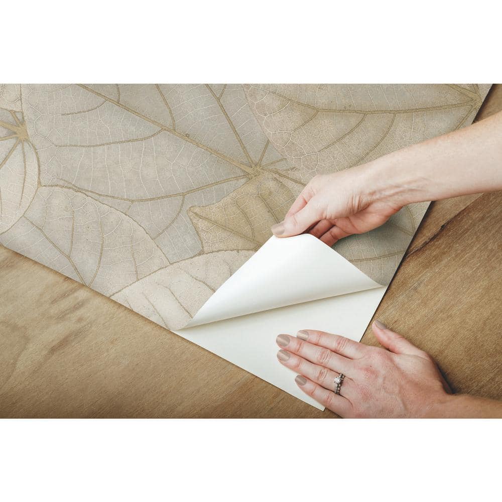 Warm Taupe Leaf Concerto Peel and Stick Wallpaper