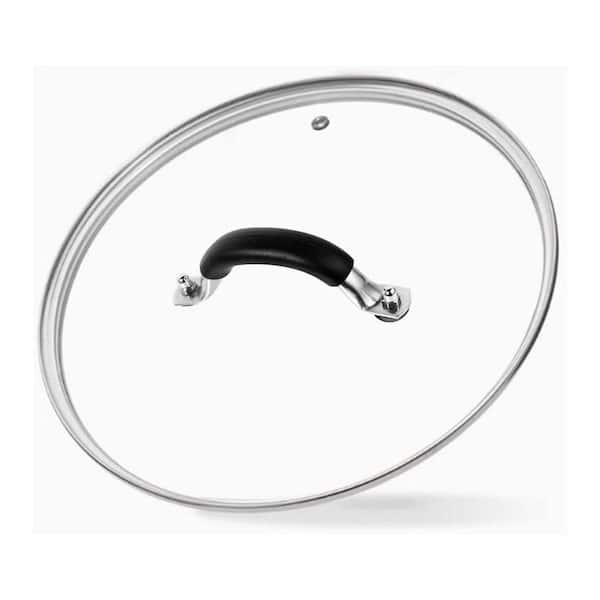 Tempered Glass Lid with Stainless Steel Rim and Handle Steam Vent Transparent Design for Cast Iron Skillets