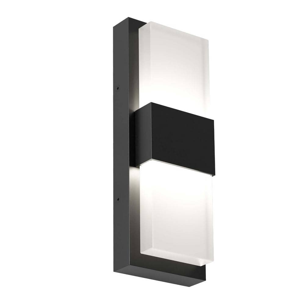 Medium Black Steel Modern Outdoor LED Lantern Sconce