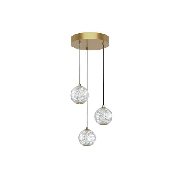 ALORA Marni 3 Head 1 Light 16-Watt Natural Brass Integrated LED Pendant Light