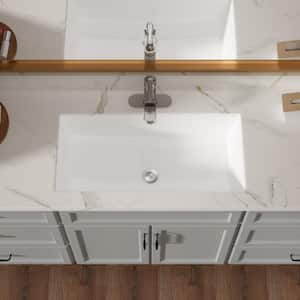 28 in . Ceramic Undermount Rectangular Bathroom Sink with Overflow in White