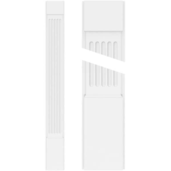 Ekena Millwork 2 in. x 9 in. x 60 in. Fluted PVC Pilaster Moulding with Standard Capital and Base (Pair)