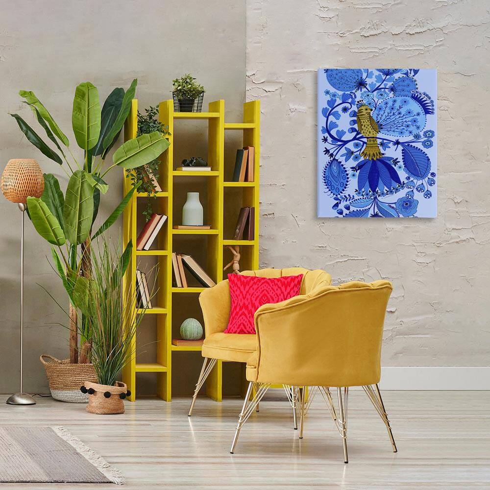Folk Inspired Whimsical Bird by Kay Widdowson Unframed Animal Graphic Art Print 30 in. x 24 in. price history on PriceWatchPro